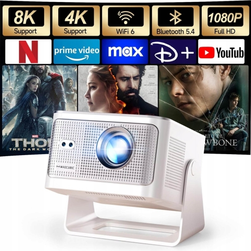 MAGCUBIC HY350MAX Full HD/4K-projector, WiFi 6 HDR10 Android LED-tv met WiFi-luidspreker
