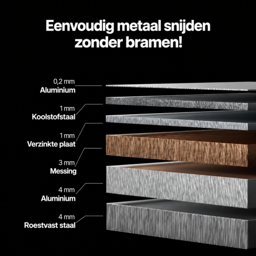 Maximale diktes van metalen die met de xTool-set worden gesneden Maximale diktes van metalen die met de xTool-set worden gesneden