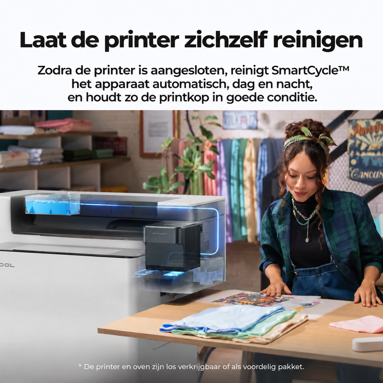 Automatische reiniging van de xTool Apparel Printer Plus