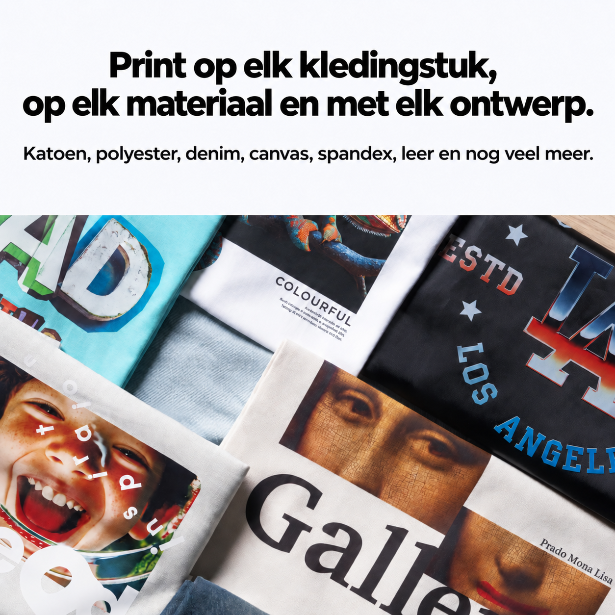 Voorbeelden van stoffen voor DTF-printen