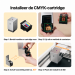 Plaatsen van een CMYK-inktcartridge in de printmodule van xTool M2 Plaatsen van een CMYK-inktcartridge in de printmodule van xTool M2
