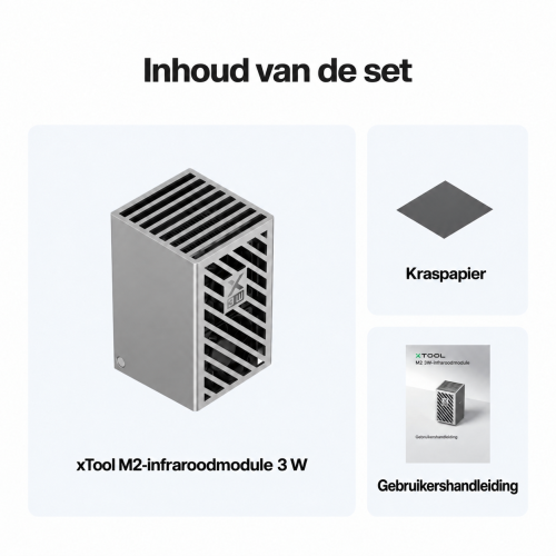 Inhoud van het pakket met de xTool M2-module 3 W Inhoud van het pakket met de xTool M2-module 3 W