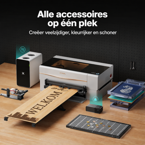 xTool P2S met een volledige set accessoires