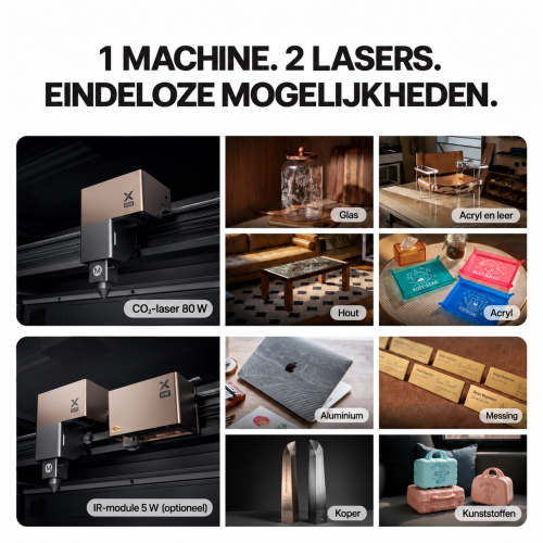 xTool P3 — CO₂-laser van 80 W en optionele IR-module van 5 W