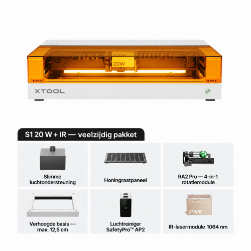 xTool S1 + IR-module 1064 nm — gesloten diodelasersnijder en -graveermachine xTool S1 + IR-module 1064 nm — gesloten diodelasersnijder en -graveermachine